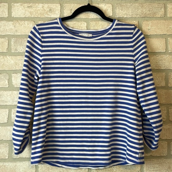 T by Talbots Blue White Stripes Nautical Top size MP - Picture 1 of 9